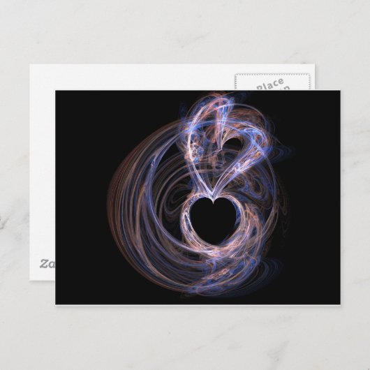 Lila Herzen Postkarte (Vorne/Hinten)