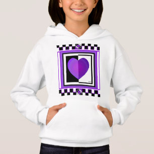 Lila Herzen schlagen B&W Hoodie