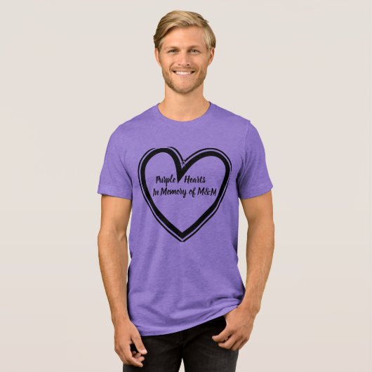 Lila Herzen Tri-Blend Shirt (Vorderseite voll)