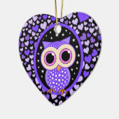 lila Herzen und Eule Keramikornament (Links)
