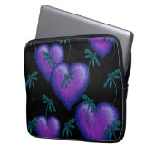 Lila Herzen und Libellen Laptopschutzhülle (Vorderseite Links)