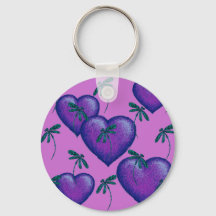 Lila Herzen und Libellen