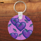 Lila Herzen und Libellen Schlüsselanhänger (Vorderseite)