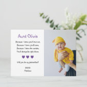 Lila Herzen werden Sie meine Großmutter mit Foto s Einladung (Stehend Vorderseite)