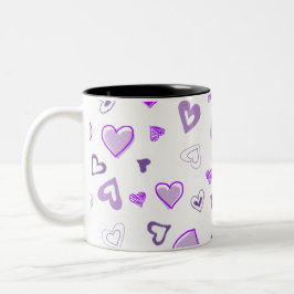 Lila Herzen Zweifarbige Tasse