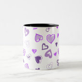 Lila Herzen Zweifarbige Tasse (Mittel)