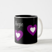 Lila Herzenkundengerechte Namensvalentine-Tasse Zweifarbige Tasse (VorderseiteRechts)