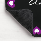 Lila Herzenpersonalisierter Valentine Mousepad (Ecke)