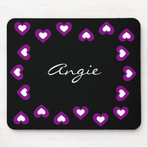 Lila Herzenpersonalisierter Valentine Mousepad