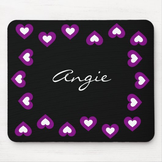 Lila Herzenpersonalisierter Valentine Mousepad (Vorne)