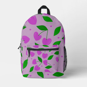 lila Herzform Kirschen Valentine Bedruckter Rucksack