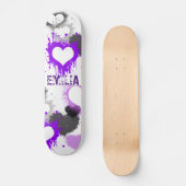lila Herzgraffiti grunge individuelle Name Girl Skateboard (Vorderseite)