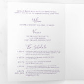 Lila Herzhochzeit Dreifach Gefaltete Einladung (Innen Erste Seite)