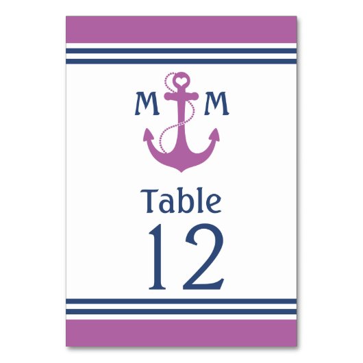 Lila Herzinfarkt Nautische Tischnummer (Vorderseite)