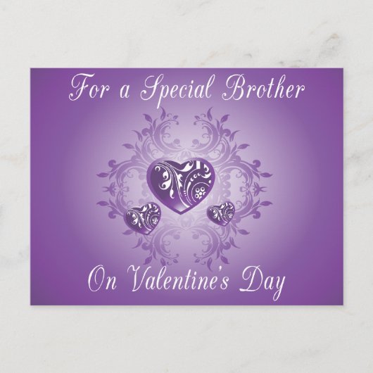 Lila Herzkarte, Bruder Valentine Postkarte (Vorderseite)