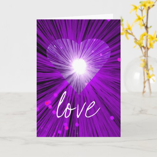 Lila Herzkarte "Liebe" "Ihr Text" Karte (Gelbe Blume)