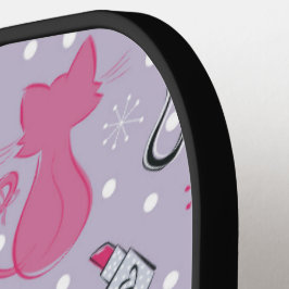 Lila Herzkatzen des mittleren Jahrhunderts Pickleball Schläger