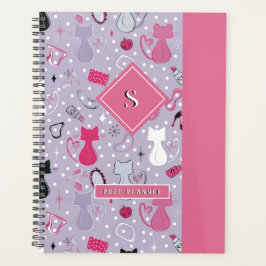 Lila Herzkatzen des mittleren Jahrhunderts Planer