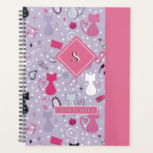 Lila Herzkatzen des mittleren Jahrhunderts Planer (Vorderseite)