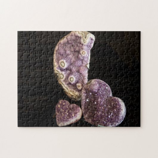 Lila Herzkristalle - Amethyst Gemstones Puzzle (Horizontal)