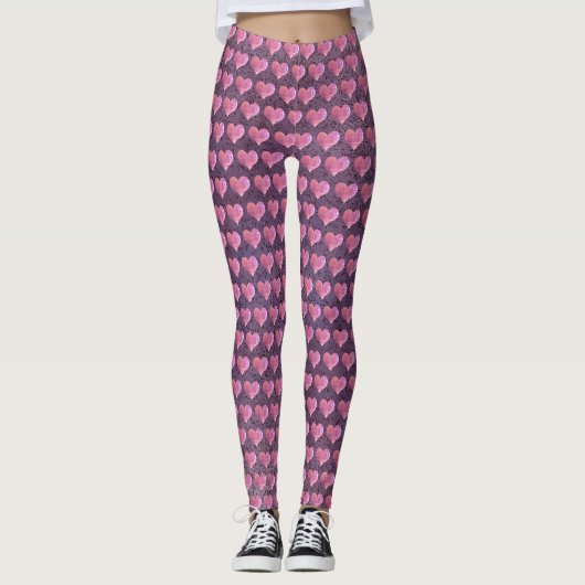 Lila Herzleidenschaft Leggings (Vorderseite)