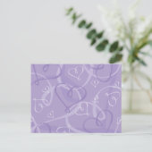 Lila Herzmuster Postkarte (Stehend Vorderseite)