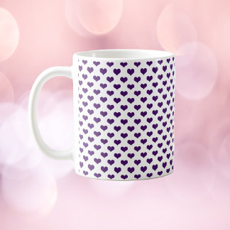 Lila Herzmuster Weißer Hintergrund Kaffeetasse