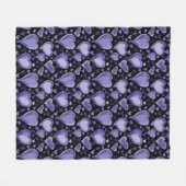 Lila Herzmuster Zeichnend Valentinstag Fleecedecke (Vorderseite (Horizontal))