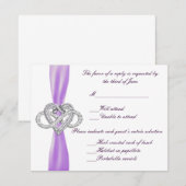 Lila Herzreaktionskarte RSVP Karte (Vorne/Hinten)