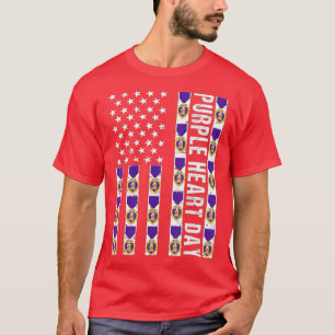 Lila Herztag Militärische US-Flagge Lila Herz Med T-Shirt