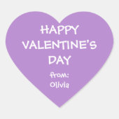 Lila Herzvalentin personalisierter Geschenk Herz-Aufkleber (Vorderseite)