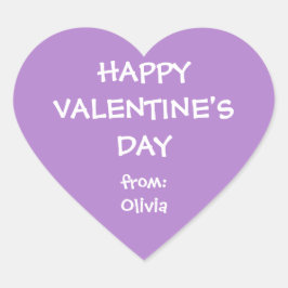 Lila Herzvalentin personalisierter Geschenk Herz-Aufkleber