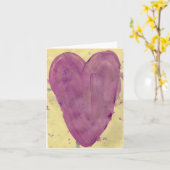 Lila Herzwatercolor-Anmerkungs-Karte Karte (Gelbe Blume)