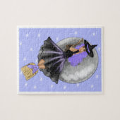 Lila Hexe auf einem Broomstick-Puzzle Puzzle (Horizontal)