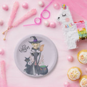 Lila, Hexe, Halloween Pappteller (Party)