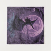 Lila Hexe Halloween Wandteppich (Vorderseite (Horizontal))