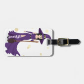 Lila Hexe mit Broom Gepäckanhänger (Vorderseite horizontal)