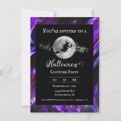 Lila Hexenhandwerk Silhouette Halloween Kostüm Par Einladung (Vorderseite)