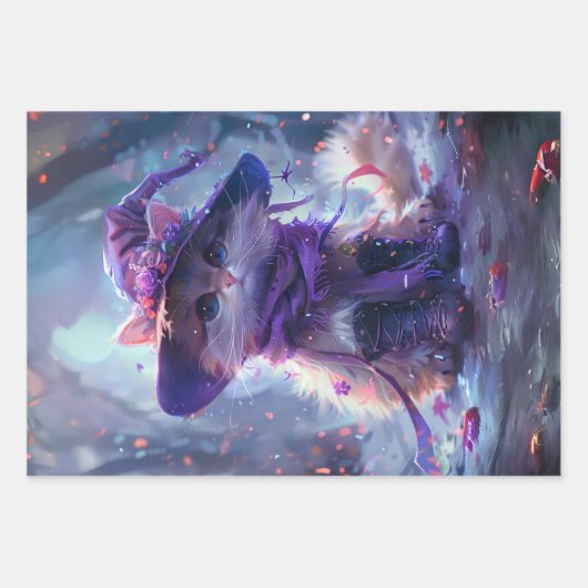 Lila Hexenkatzen Geschenkpapier Set (Vorderseite 3)