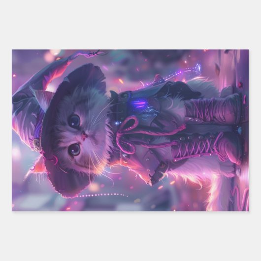 Lila Hexenkatzen Geschenkpapier Set (Vorderseite 2)