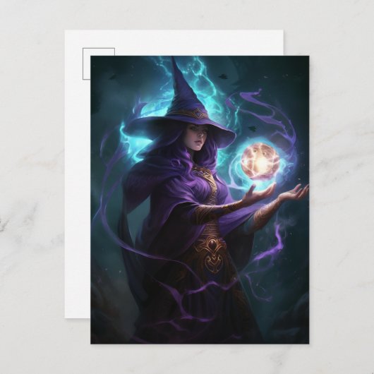 Lila Hexenkunst Postkarte (Vorne/Hinten)