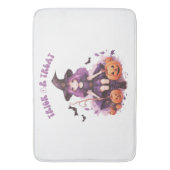 Lila Hexenkürbis und Fledermäuse tricksen oder beh Badematte (Vorderseite Vertikal)