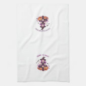 Lila Hexenkürbis und Fledermäuse tricksen oder beh Geschirrtuch (Vertikal)