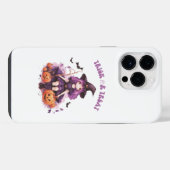 Lila Hexenkürbis und Fledermäuse tricksen oder beh iPhone Hülle (Rückseite (Horizontal))