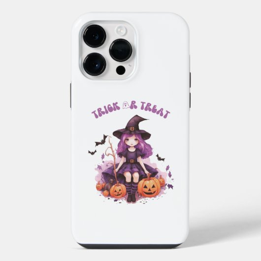 Lila Hexenkürbis und Fledermäuse tricksen oder beh iPhone Hülle (Rückseite)