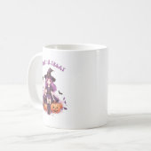 Lila Hexenkürbis und Fledermäuse tricksen oder beh Kaffeetasse (Vorderseite Links)