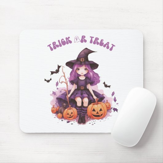 Lila Hexenkürbis und Fledermäuse tricksen oder beh Mousepad (Mit Mouse)