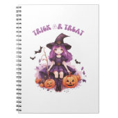 Lila Hexenkürbis und Fledermäuse tricksen oder beh Notizblock (Vorderseite)