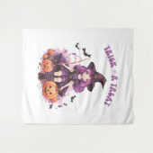 Lila Hexenkürbis und Fledermäuse tricksen oder beh Wandteppich (Vorderseite (Horizontal))