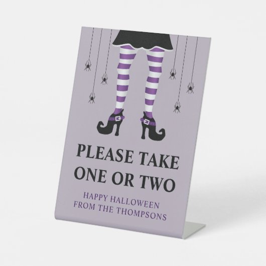 Lila Hexenleder Halloween-Trick oder Treaters Hinw Sockelschild (Vorderseite)